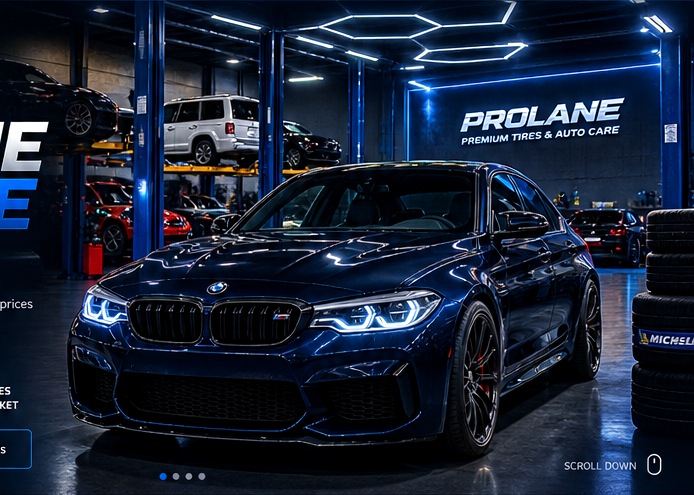 Premium car in an automotive workshop